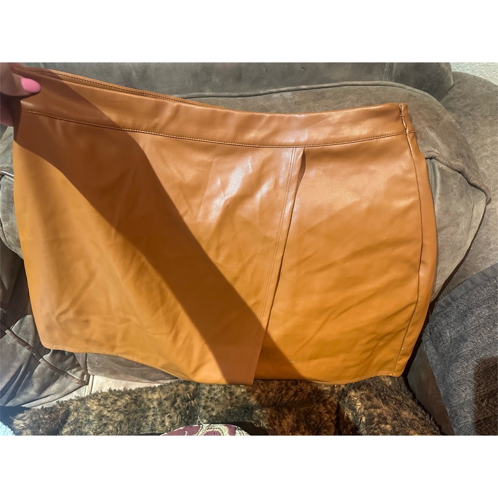 Light brown leather skirt